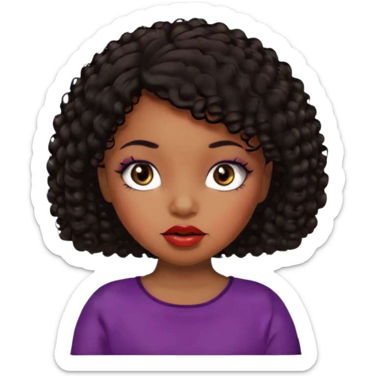 Glamourous, brown skin tone, very beautiful toddler, with big plump lips, long long lashes, black curly short hair, brown eyes sticker