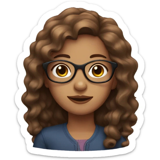 Fair skin girl with wavy brown hair, and glasses  sticker