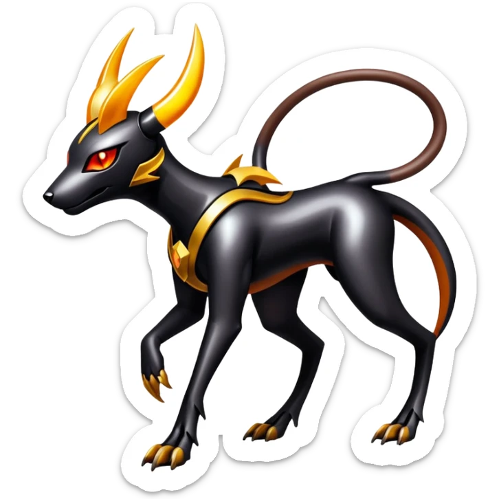 Shiny Futuristic Gothic Exotic Futuristic Houndoom-Genesect-Torracat-Pokémon-Fakémon-hybrid-creature sticker