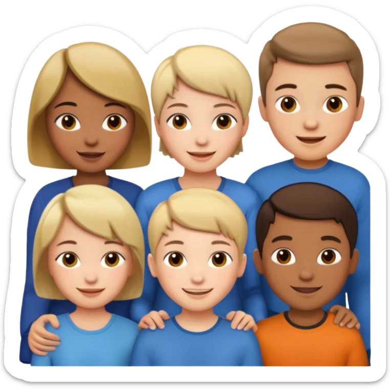 I want a 5 persons, 3 girls, one of them have a short hair, and 2 boys  sticker