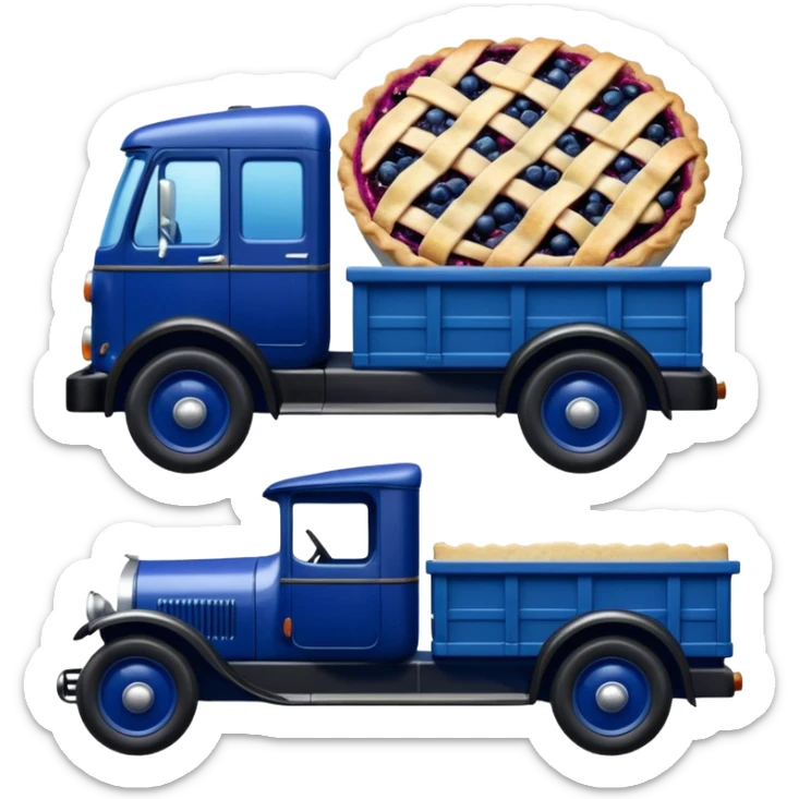 shiny crushed-dark-blue crystal body frozen blueberry pie 1912 antique long-wheelbase cab over durable trails low rider moving truck  sticker