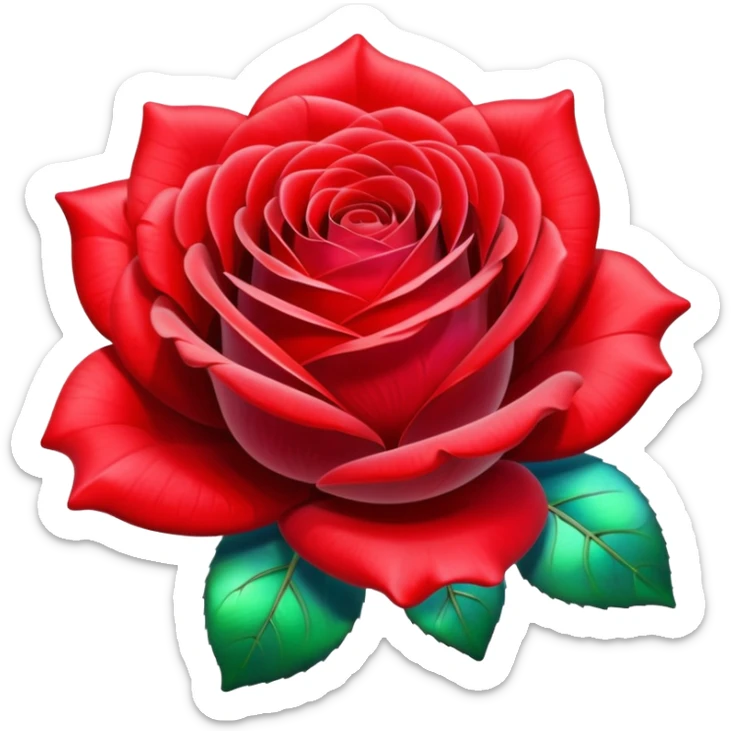 Vivid red color rose with acrylic opalescent pearlescent glass petals, isolated, render, 8k hd quailty  sticker