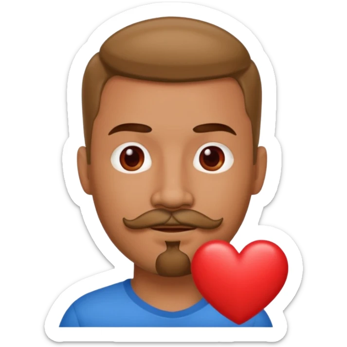 Take this emoji and take out the dog, add a heart, and substitute the man’s beard for a goatee and mustache sticker