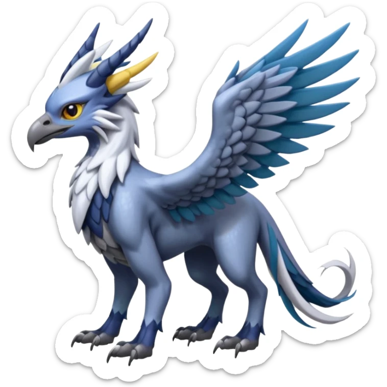 Palkia-Dialga-Nargacuga-Silvally-Gryphon-Griffin-Griffon-Hippogriff-fusion-hybrid-animal-creature  with long ears  sticker