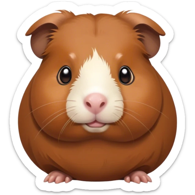 Cinematic Noble Brown Guinea Pig Portrait Emoji, Poised and regal, with a compact, chubby build and a soft, well-groomed rich brown coat, deep-set soulful dark eyes, Simplified yet sharp and sophisticated features, highly detailed, glowing with a warm, dignified glow, high shine, intelligent and charming, stylized with an air of gentle coziness, focused and attentive, soft glowing outline, capturing the essence of a watchful and confident little rodent, so majestic it feels as though it could scurry out of the screen with effortless authority! sticker