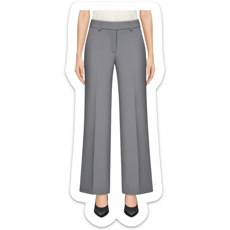 petite gray wide leg tailored pants, shorter ankle length, dress trousers, flat lay isolated garment only, no model, no human, plain white background sticker