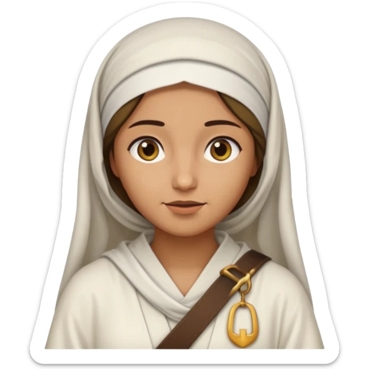 Jerusalem woman in Jesus-era attire, robe, belt, and headscarf, emoji style sticker