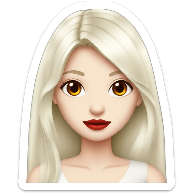 girl, red eyes, red lips, White long hair, pale-skin, cocktail dress sticker