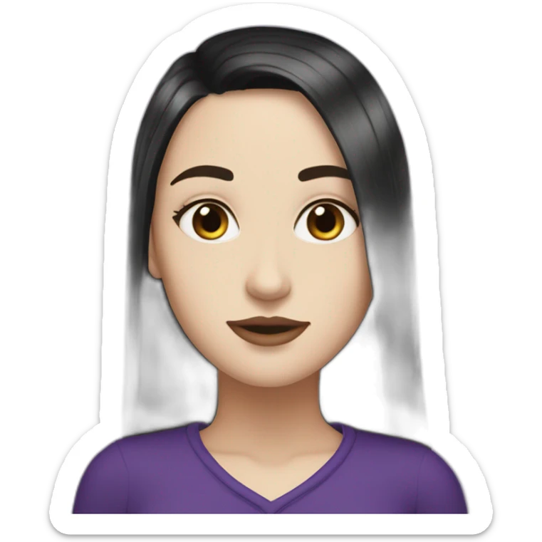 White girl with long straight black and purple hair Raven Queen sticker