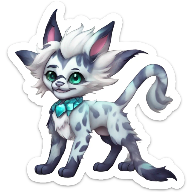 Cool cute Kawaii edgy fantasy shiny animal  fursona Fionbri vernid by griffsnuff & LiLaiRa & Falvie full body sticker