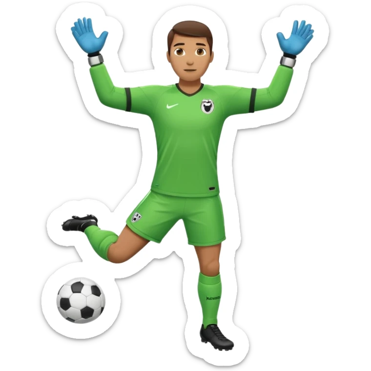 soccer goalkeeper full body and football boots arms out sticker