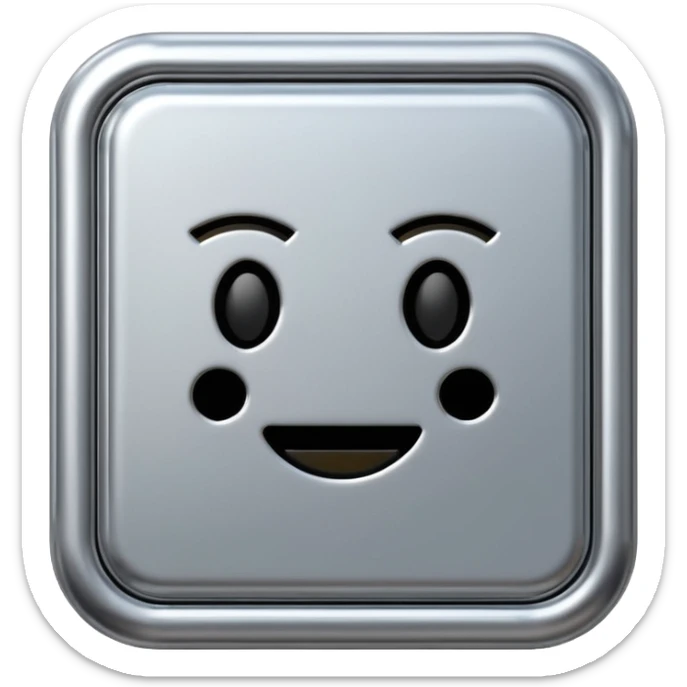 A futuristic microchip emoji made of polished silver chrome, minimal circuit details, smooth metallic surface, soft lighting, iOS emoji style, centered, clean white background sticker