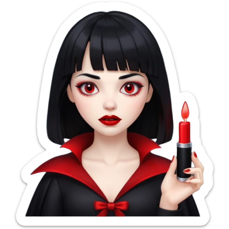 quero a foto de uma vampira com franja de cabelo preto sticker