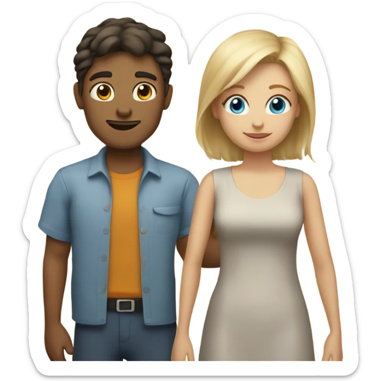 : a mother with dark hair, a father with blonde hair and blue eyes, and two children, both boys with blonde hair.” sticker