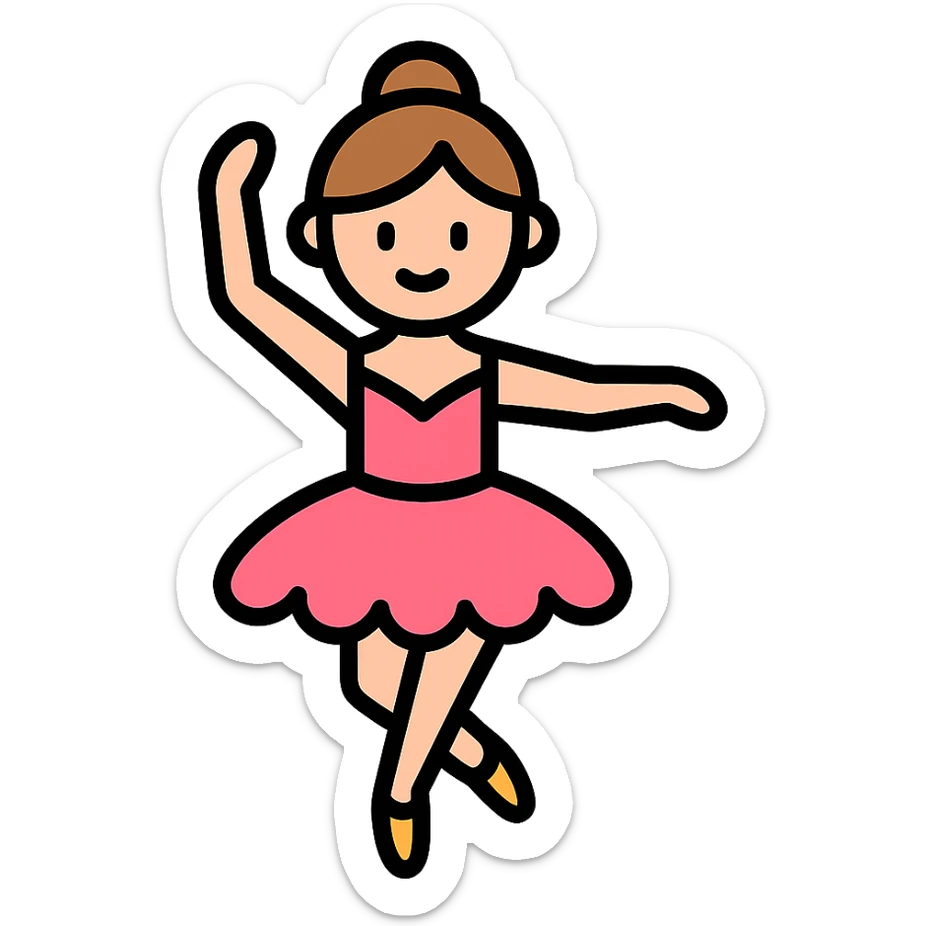 color outline icon of a ballerina girl, clean lines sticker