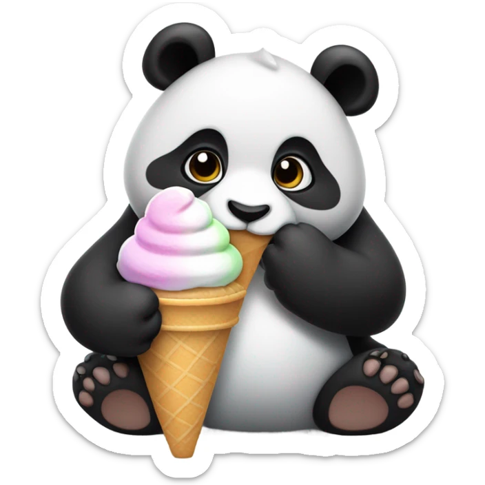 Panda eating ice cream sticker