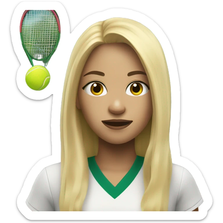 A blonde girl with light skin and long hair playing tennis sticker