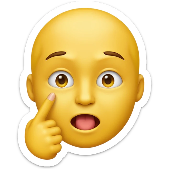 please create an emoji of the yellow face emoji kind of it bitting its index finger with a cheeky expresion sticker