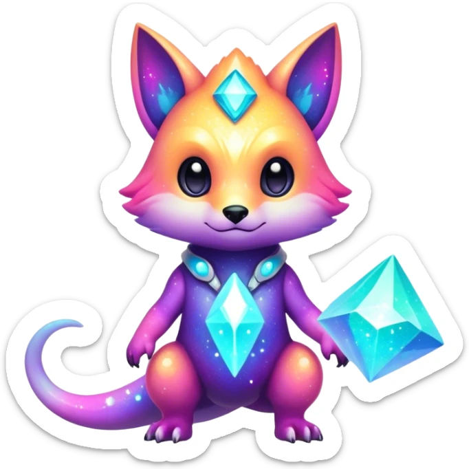Epic Edgy Cute Colorful Vibrant Sparkly  Shiny Pastel Nebula Modern Vernid-Protogen-creature-animal, full body sticker