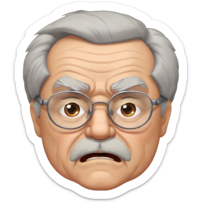 make old old man like 80 with gray hair and fur has HUGE EYE brows and glasses and is always mad and gay sticker