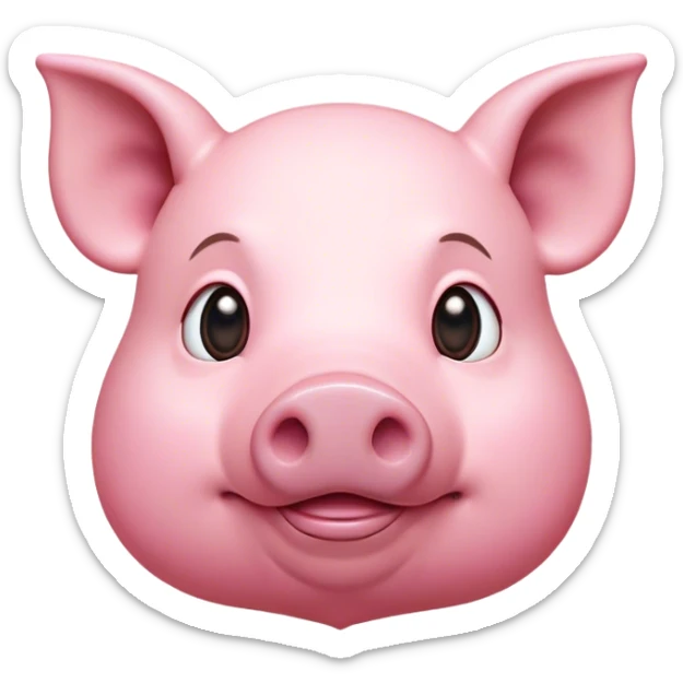 Cinematic Noble Pig Portrait Emoji, Poised and regal, with a stout, robust build and a smooth, well-groomed rosy-pink hide, deep-set soulful beady eyes, Simplified yet sharp and sophisticated features, highly detailed, glowing with a soft, dignified glow, high shine, intelligent and determined, stylized with an air of barnyard nobility, focused and attentive, soft glowing outline, capturing the essence of a watchful and confident pig, so majestic it feels as though it could trot out of the screen with effortless authority! sticker