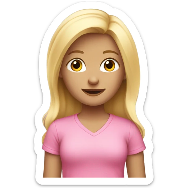 cute little blonde girl in a pink shirt sticker