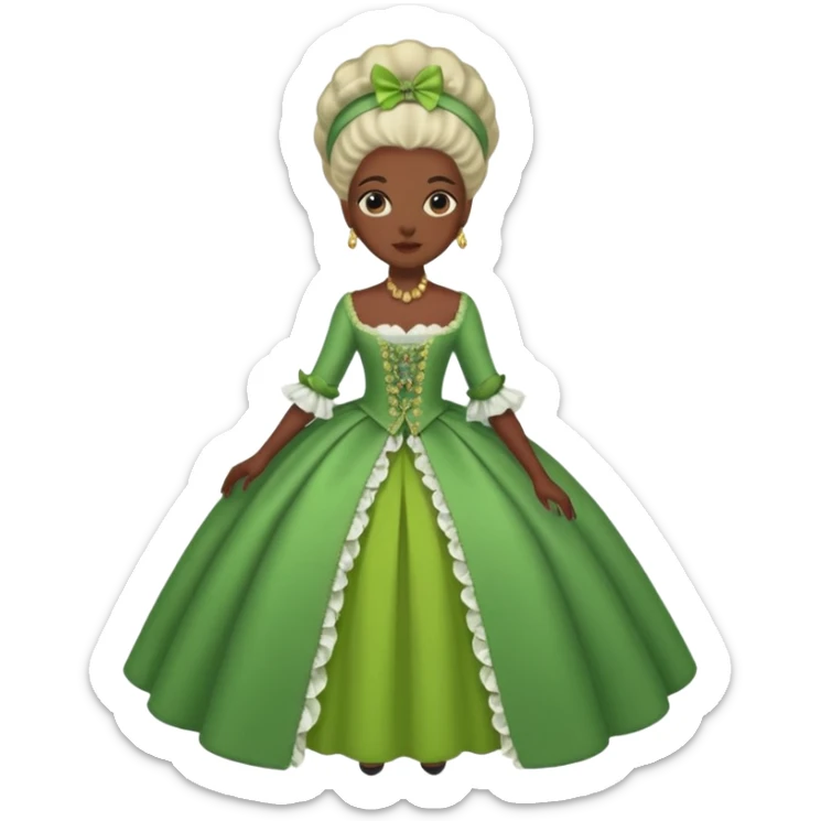 marie Antoinette fashion dark skinned woman green clothe sticker
