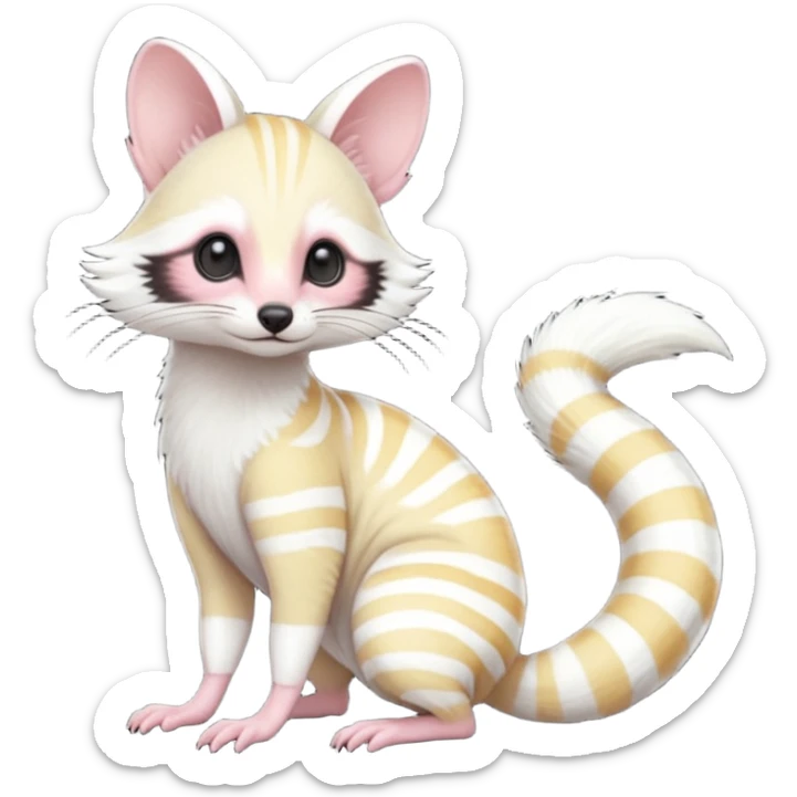 White albino neon pastel Genet-Numbat-Cacomistl-Tamarin-Tanuki-fusion-hybrid (full body) sticker