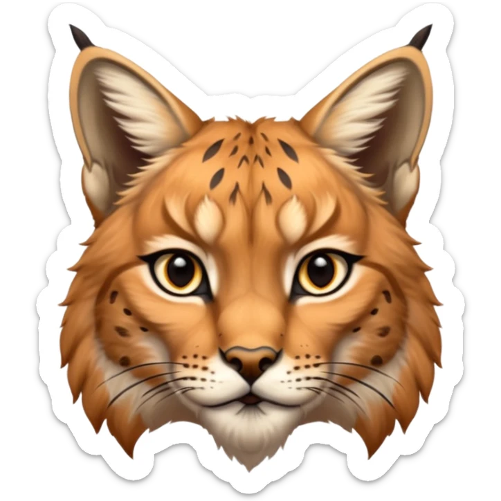 A high-resolution photo-realistic digital illustration of a majestic lynx, chest upward A high-resolution, photo-realistic digital illustration of a majestic young Eurasian lynx, shown from the shoulder upwards with markings sticker