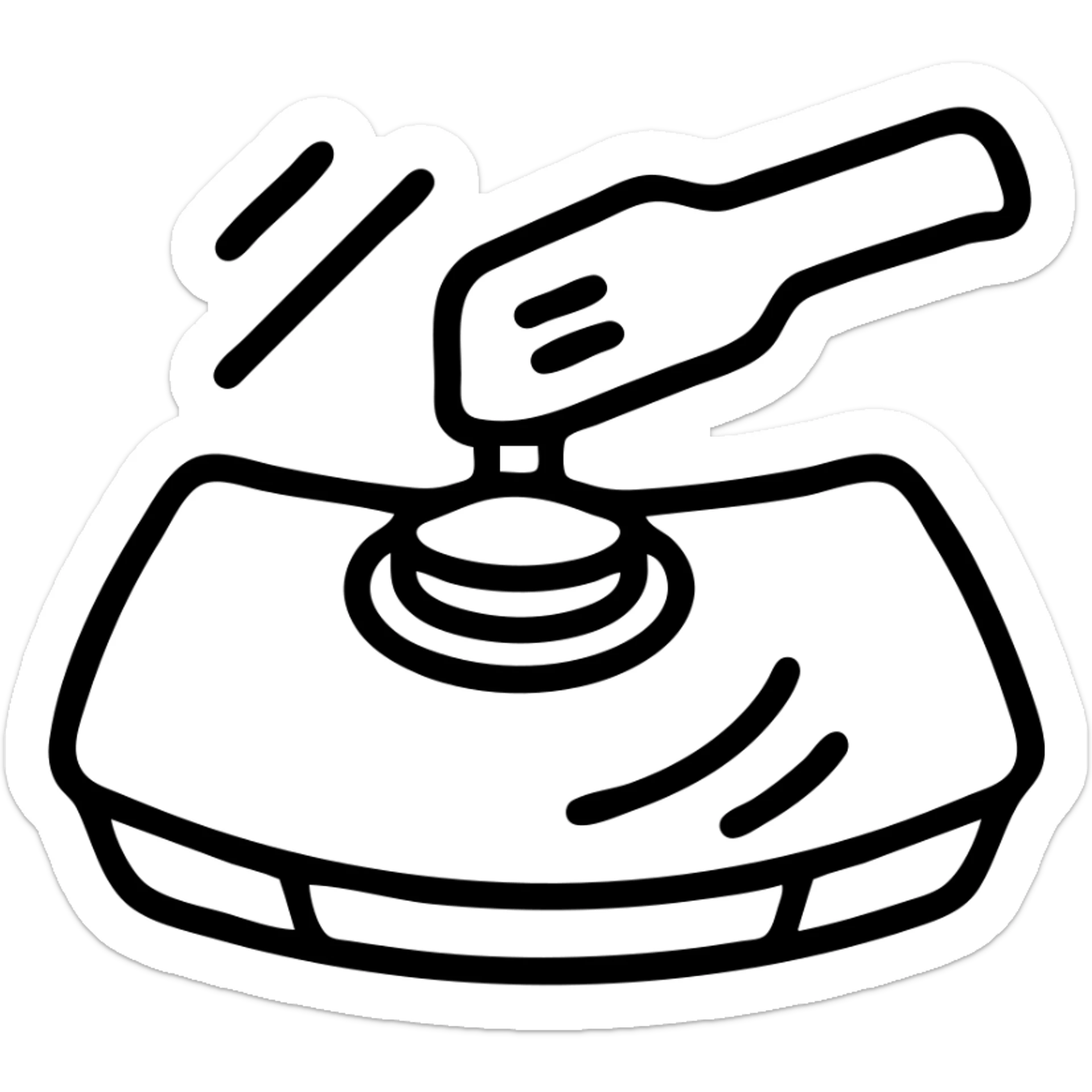 outlined icon of a polishing machine on a glossy black hood, metallic details, soft waves of shine, clean lines, modern and simple sticker