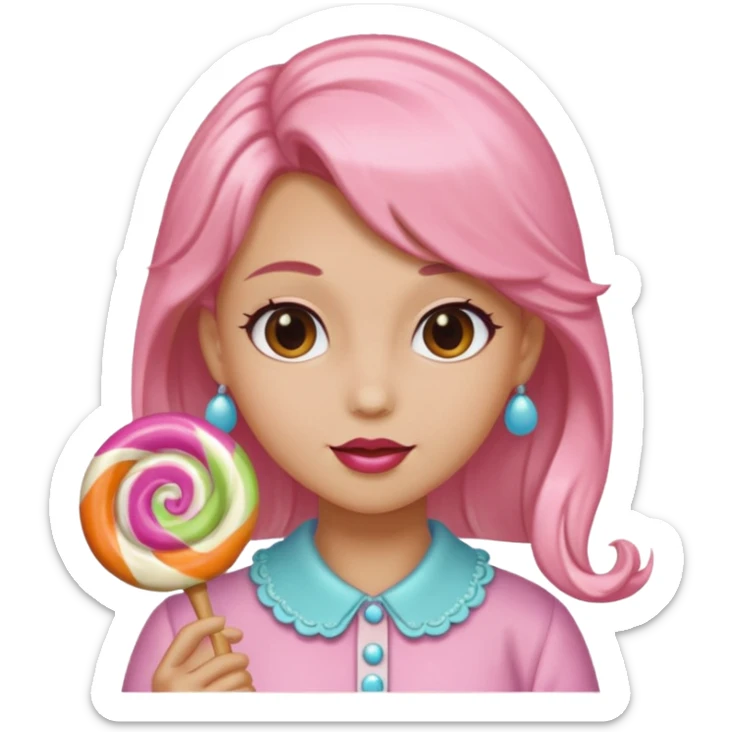 single charactarized personified candy sweet treat with single hair color and accessories sticker