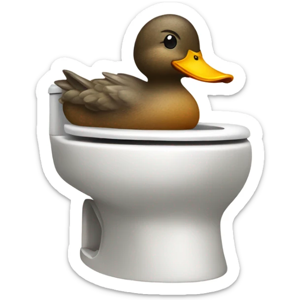 a duck pooping on a toilet  sticker