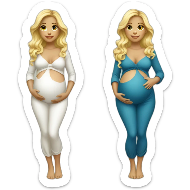 adorable pregnant blond full body women with beach-wave-hair sticker