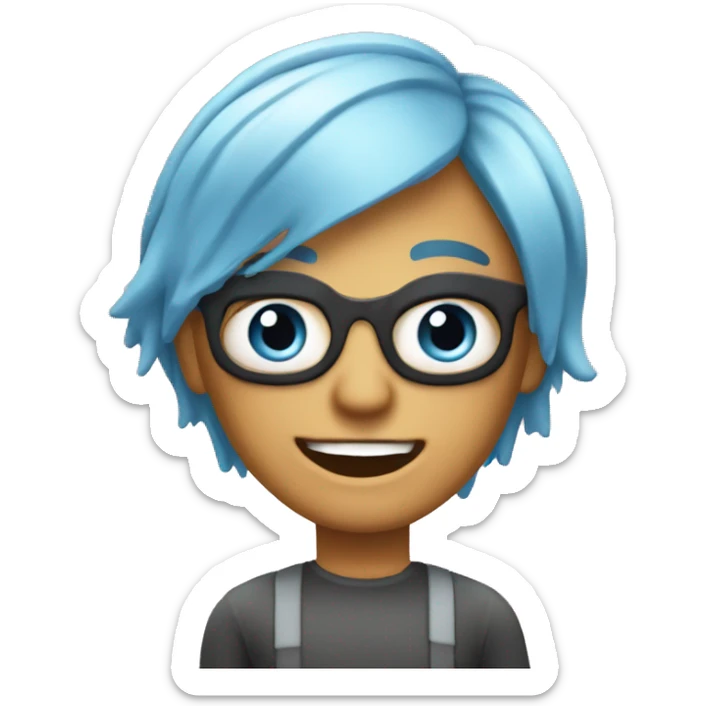 Create an emoji for the chatbot on the website of Get a Grip, an marketing office. Make it more informal, with ligtblue hair sticker