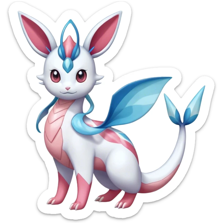 Shiny Cute Milotic-Sylveon-Glaceon-Vaporeon-Dragonair-Pokémon-hybrid-fusion full body sticker