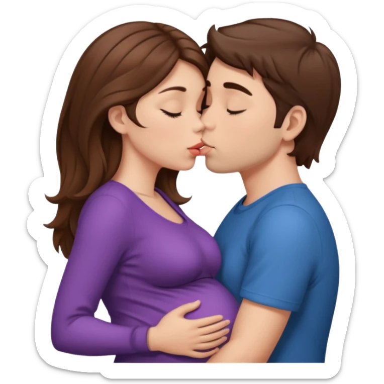 

"Men with short brown hair and fair skin a pregnant woman with long brown hair and fair skin, kissing."





 sticker