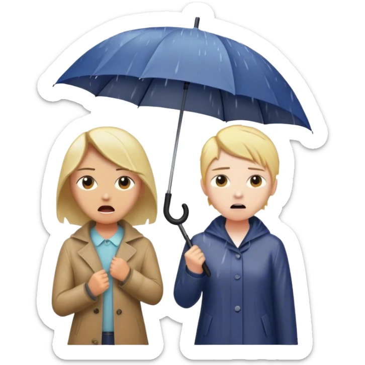 A person stands in the rain holding an umbrella, while another person outside of the umbrella (the narcissist) screams at the storm, getting drenched. The first person looks calm and dry, choosing to protect themselves rather than fight the uncontrollable.  sticker