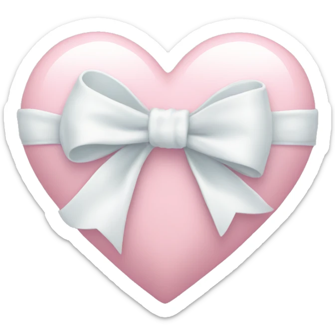 Pastel pink heart with white bow sticker