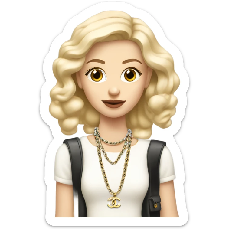 Blonde Chanel Slavic Girl with chanel bag and Chanel necklace sticker