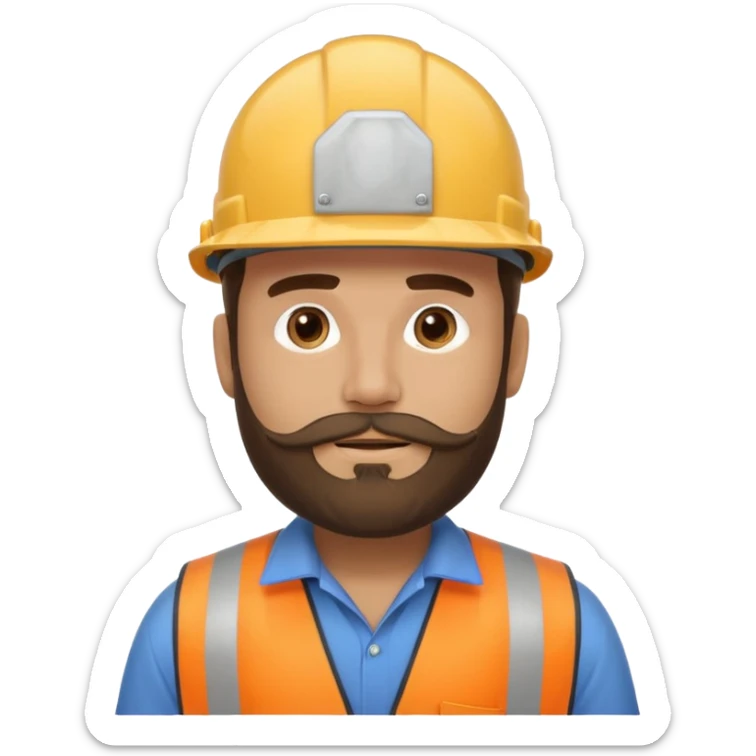 Construction site manager with beard sticker