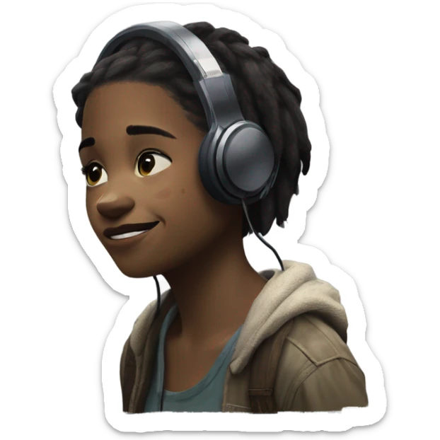 Ellie from the last of us listening to music on a sony Walkman  sticker