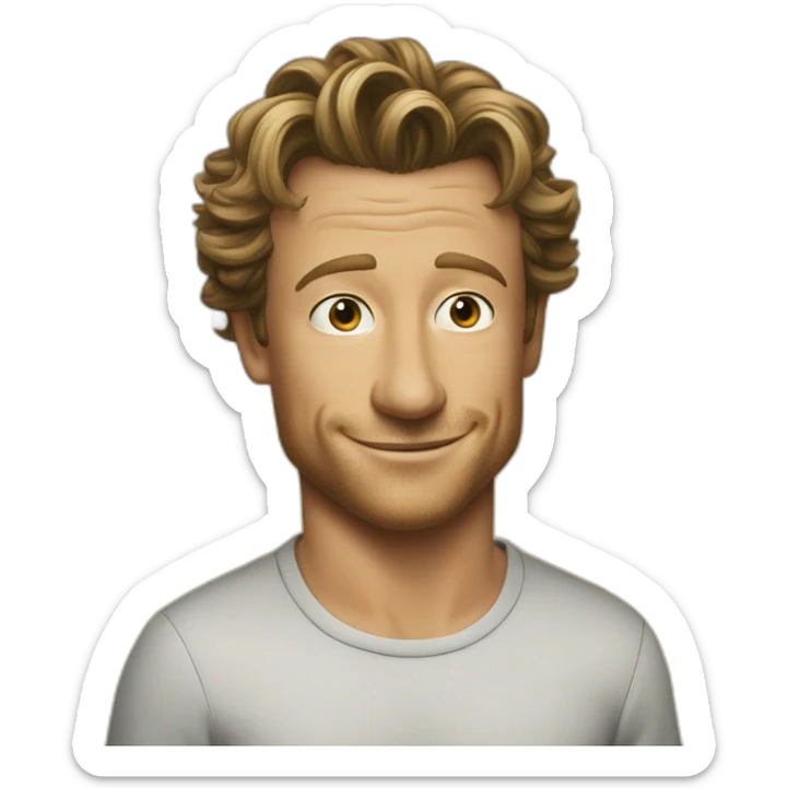 Simon Baker kiss-kiss a black girl brown eyes and sblack hair in a bun sticker