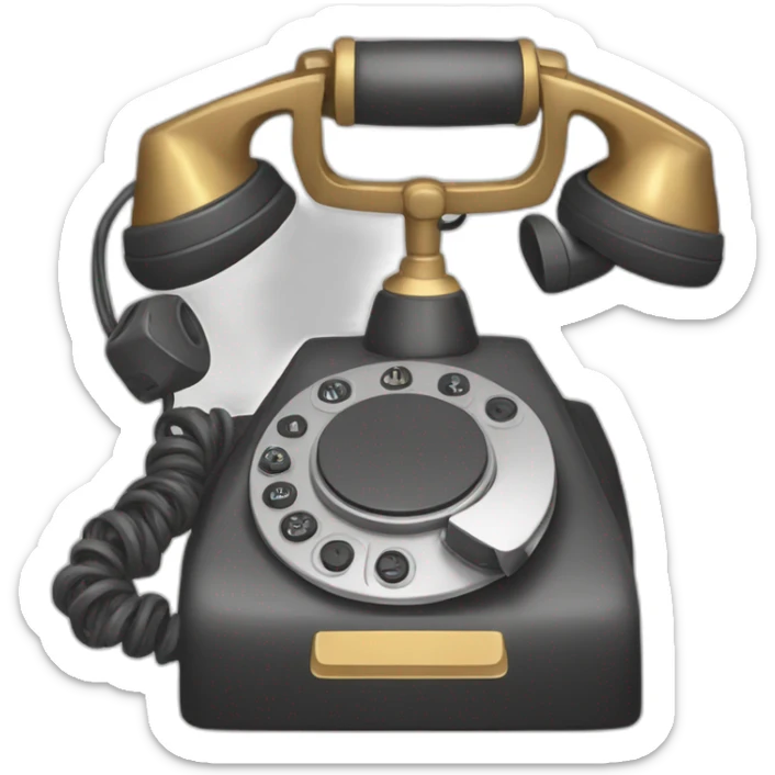 Mix of cat and disk telephone in style of children drawing sticker