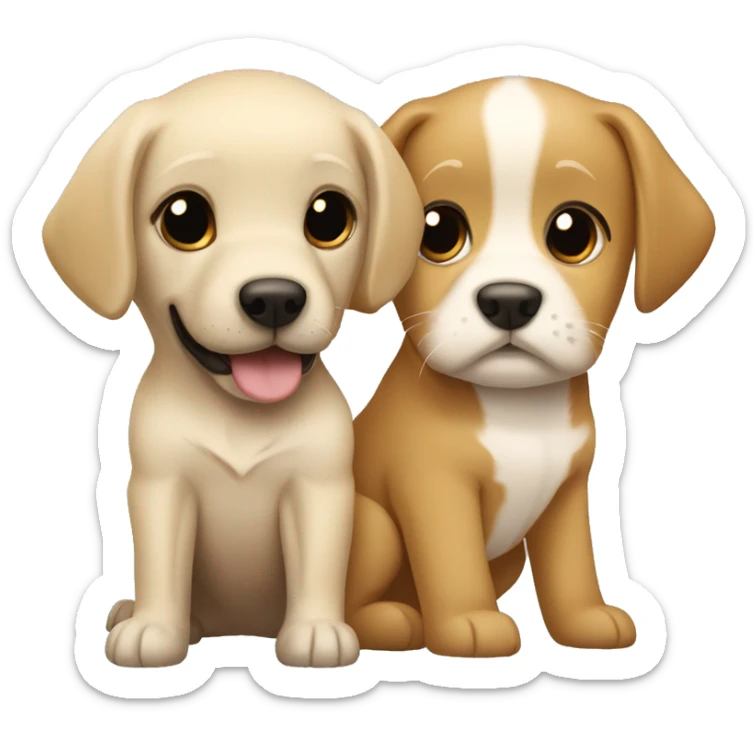 Girl has blonde hair and two dogs labrador retriver one of them is Brown second white sticker