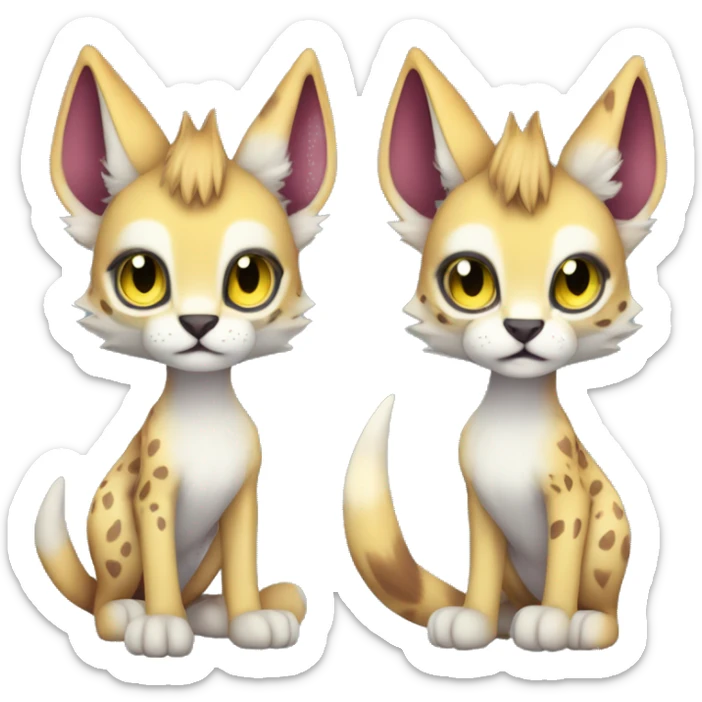 Cute Kawaii Cool Edgy Epic Ethereal Sparkly Colorful Sergal-Serval-Caracal-Vernid full body sticker