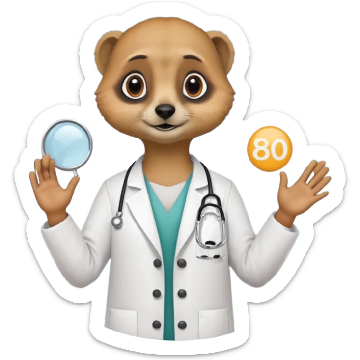 Suricate médecin avec écris "805" et "promo 2025-2030" avec un cercle rond au fnd sticker
