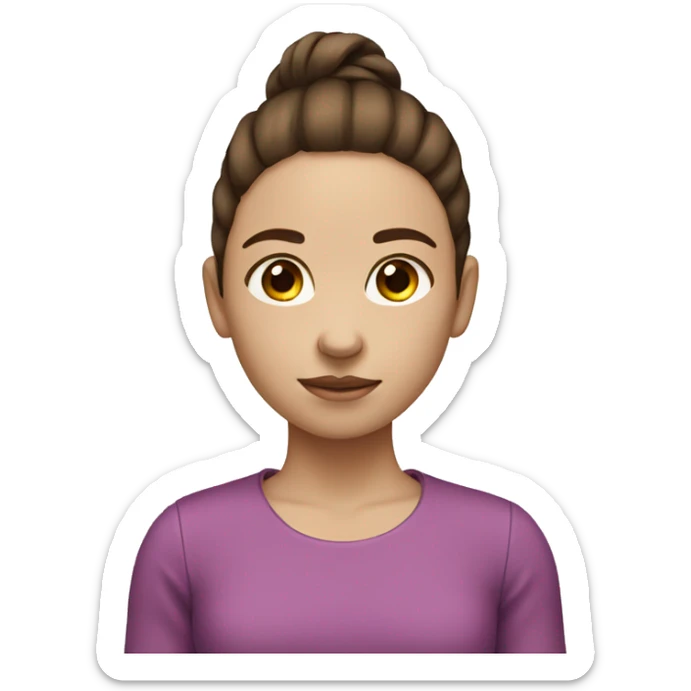 girl with brown hair pony tail no eyes mouth or nose sticker