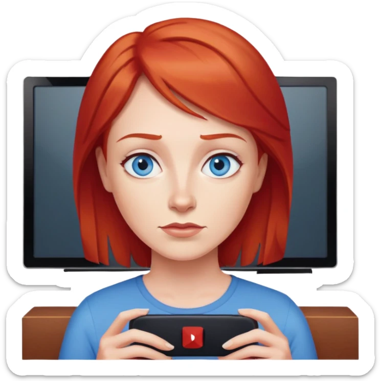 Mom with blue eyes and red hair watching netflix on tv sticker