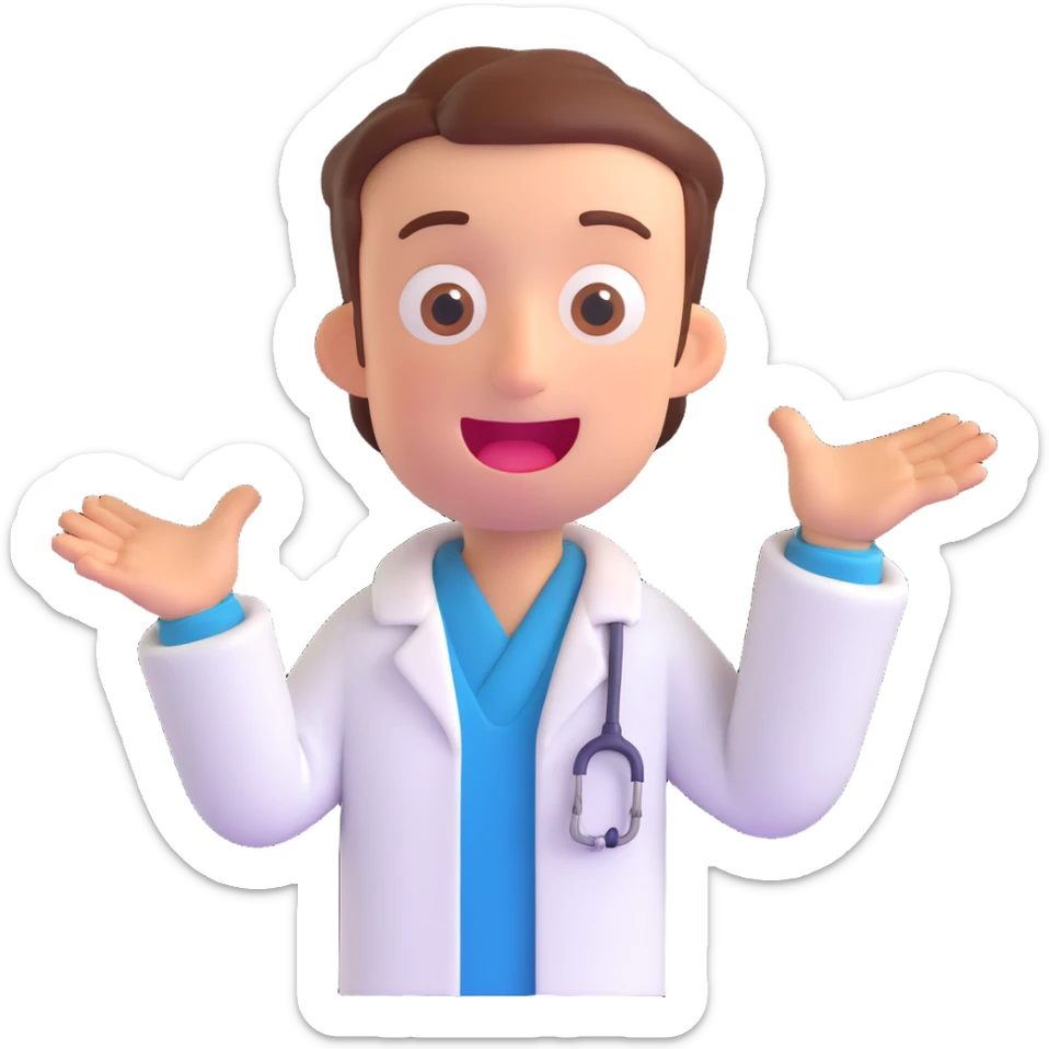 discord role icon for a psychiatric clinic in 3D style, main color #6fe8f3, patient character with funny face silly pose, comical light sticker