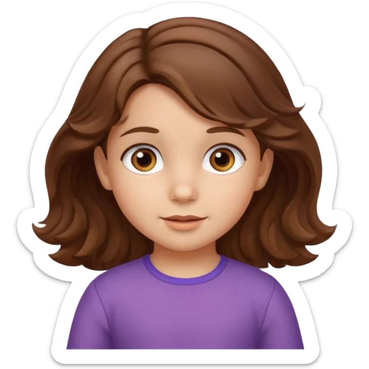 3yr old girl wavy/cyrly brown hair brown eyes sticker